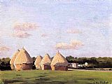 Gustave Caillebotte Canvas Paintings - Harvest, Landscape with Five Haystacks